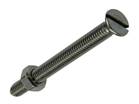 Mack Metaalschroeven met moer 60x6 mm afgeplatte kop inox 2 stuks