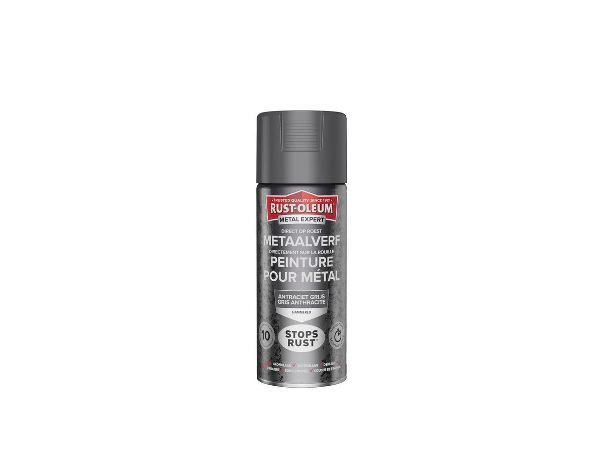 Rust-oleum Metal Expert metaalverf hamerslag 0,4l antraciet grijs