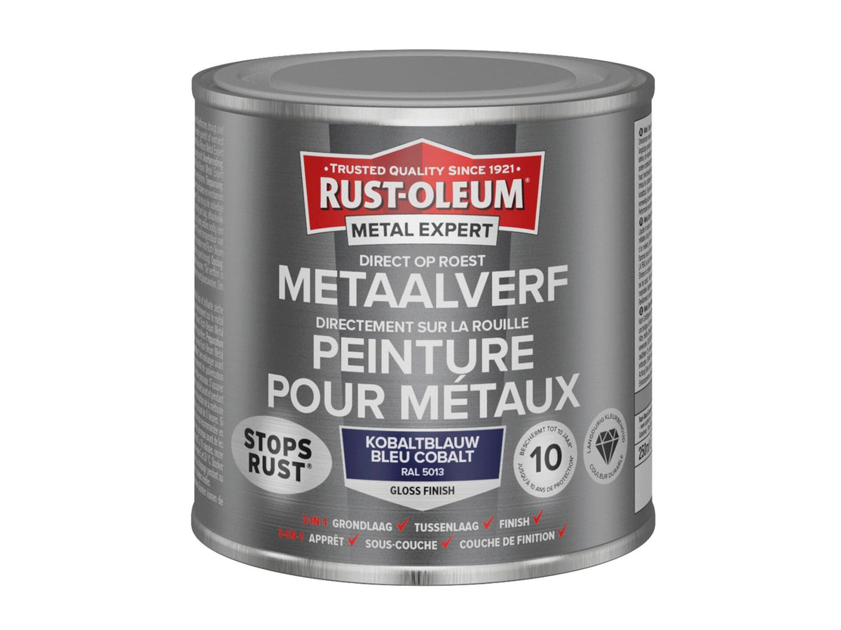 Rust-oleum Metal Expert metaalverf hoogglans 250ml kobaltblauw
