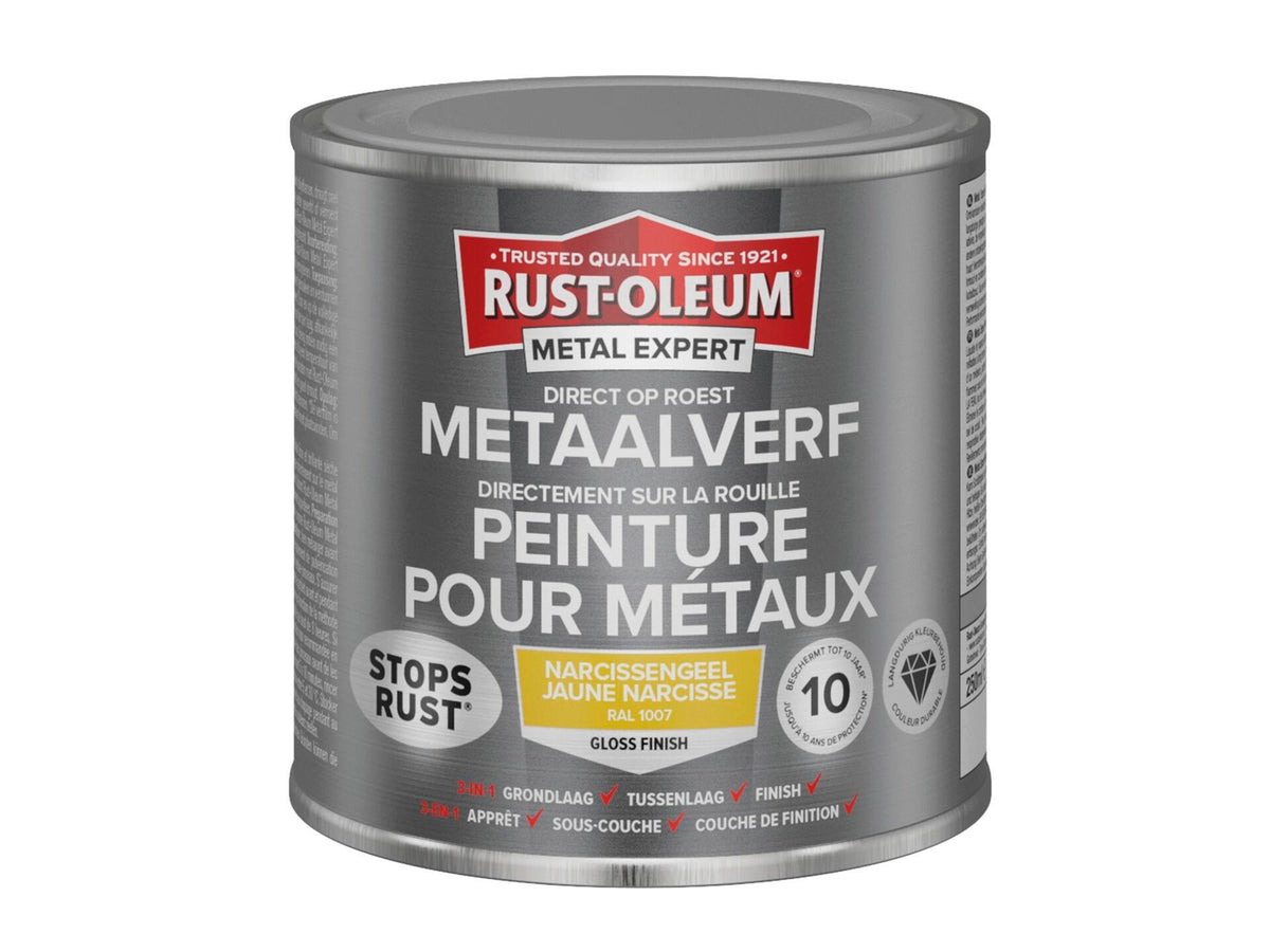Rust-oleum Metal Expert metaalverf hoogglans 250ml narcissengeel