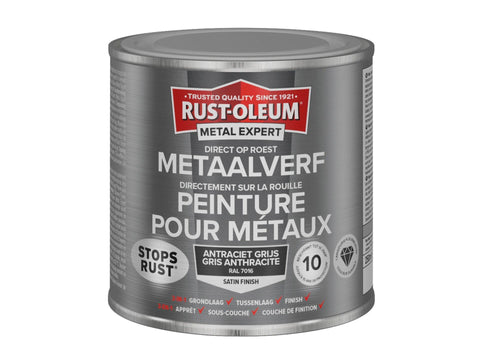 Rust-oleum Metal Expert metaalverf zijdeglans 250ml antracietgrijs