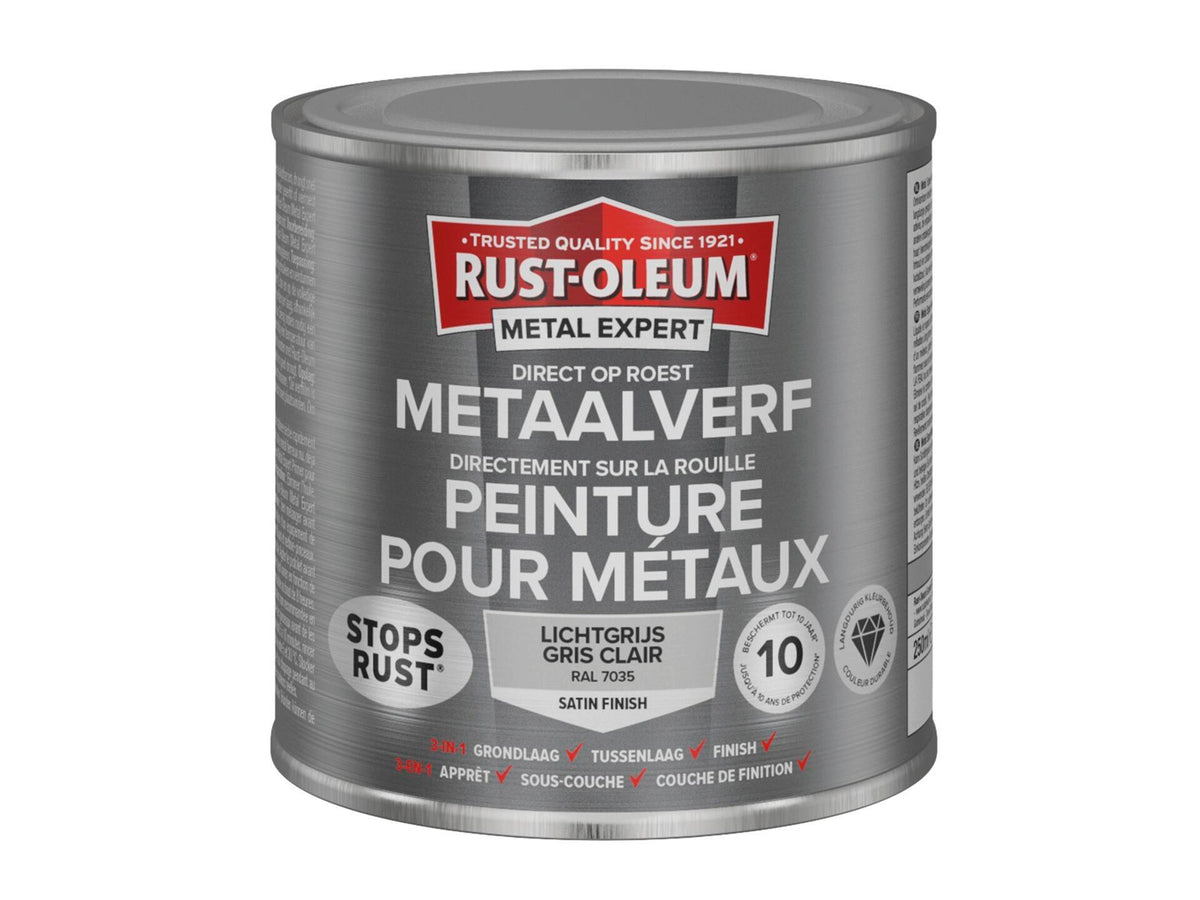 Rust-oleum Metal Expert metaalverf zijdeglans 250ml lichtgrijs