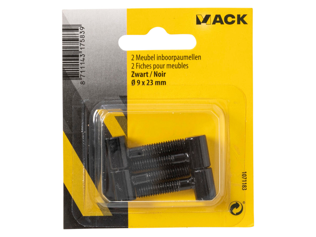 Mack Meubelinboorpaumel 9x23 cm zwart 2 stuks