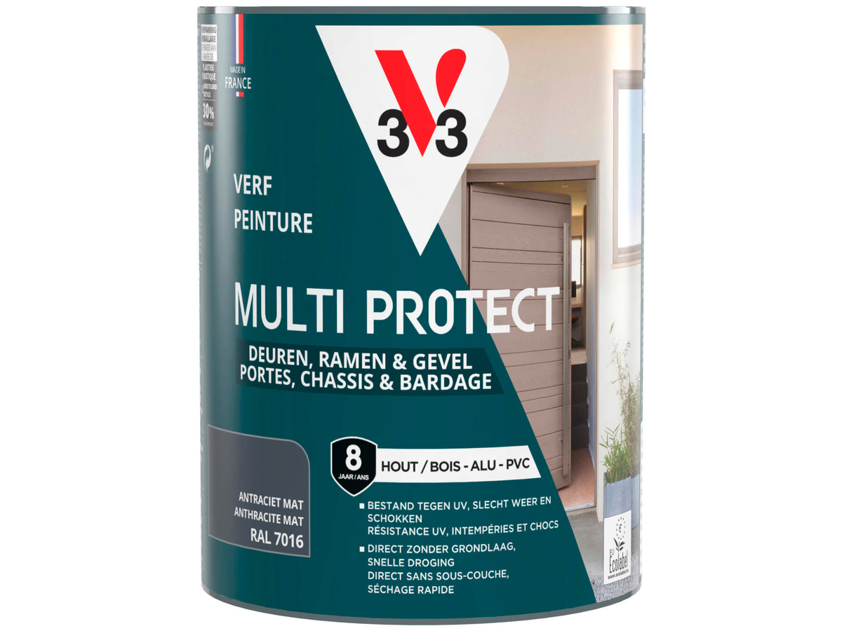 V33 Multi Protect verf hout alu pvc 0,75l antraciet