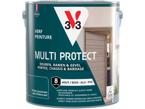 V33 Multi Protect verf hout alu pvc 2,5l petrol blauw