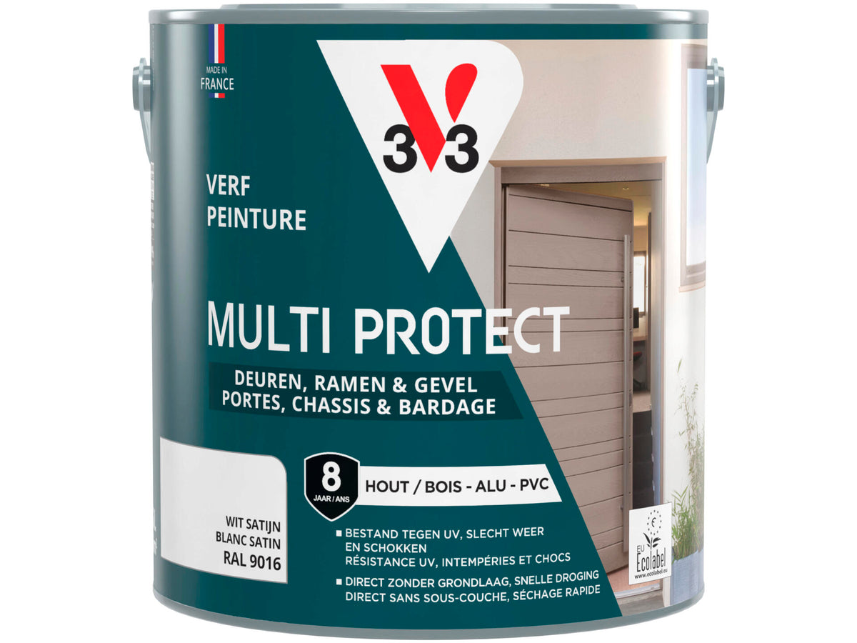 V33 Multi Protect verf hout alu pvc 2,5l wit