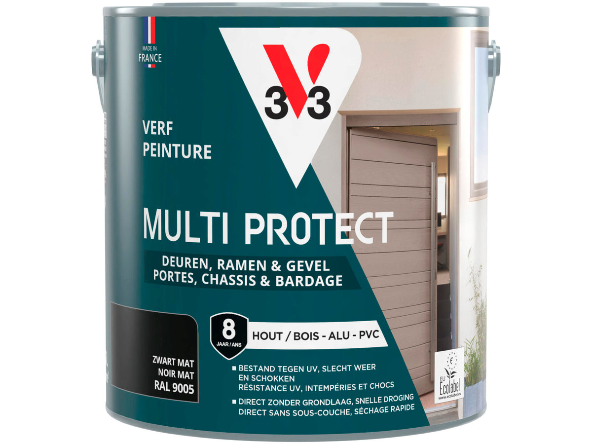 V33 Multi Protect verf hout alu pvc 2,5l zwart