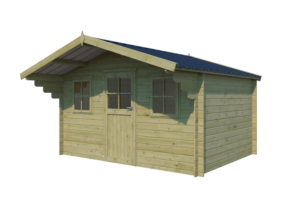 Gardenas Munchen XL houten tuinhuis 385x295x248 cm blokhut geïmpregneerd anticondensbescherming