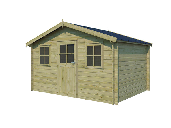 Gardenas Munchen houten tuinhuis 385x295x248 cm blokhut geïmpregneerd anticondensbescherming