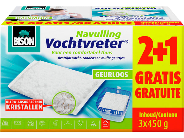 Bison Navulling vochtvreter Ultra 450g neutraal 3 stuks