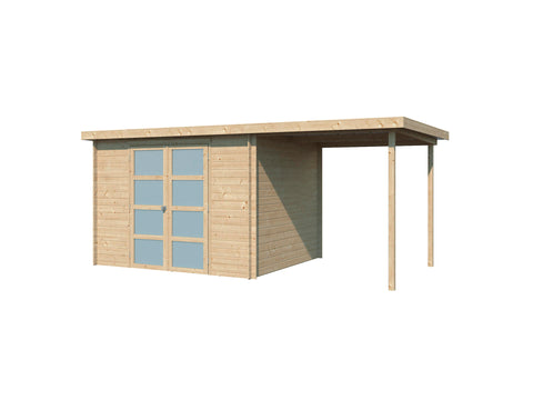 Gardenas Nice houten tuinhuis 295x250x208 cm blokhut + extensie 200cm