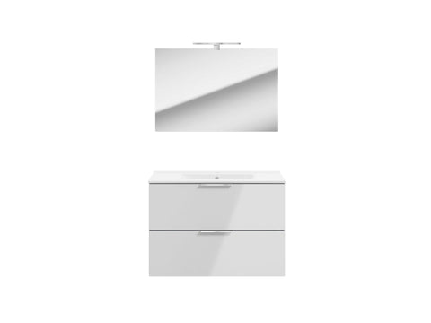 Nova Pack badkamermeubel 80cm 2 lades hoogglans wit