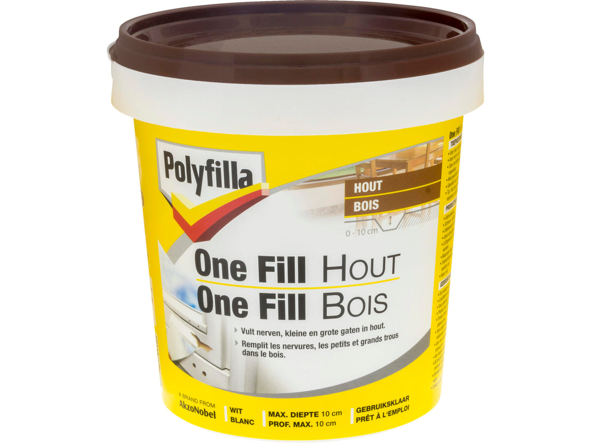 Polyfilla One-fill vulmiddel hout 500g wit