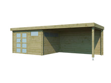 Woodlands Ottawa I abri de jardin en bois 355x295x230 cm chalet imprégné protection anticondensation + extension 400cm