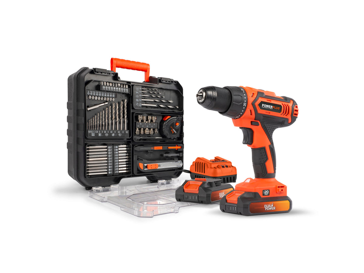 Powerplus Dual Power POWDP15301 accu schroefboormachine 20V Li-Ion + 2 accu's + lader + 78 accessoires