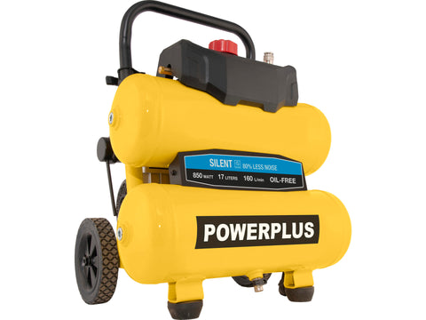 Powerplus POWX17280S compressor dubbele tank 850W 17l olievrij geluidsarm