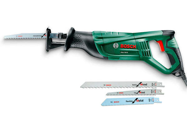 Bosch PSA 700 E reciprozaag 710W met 3 zaagbladen