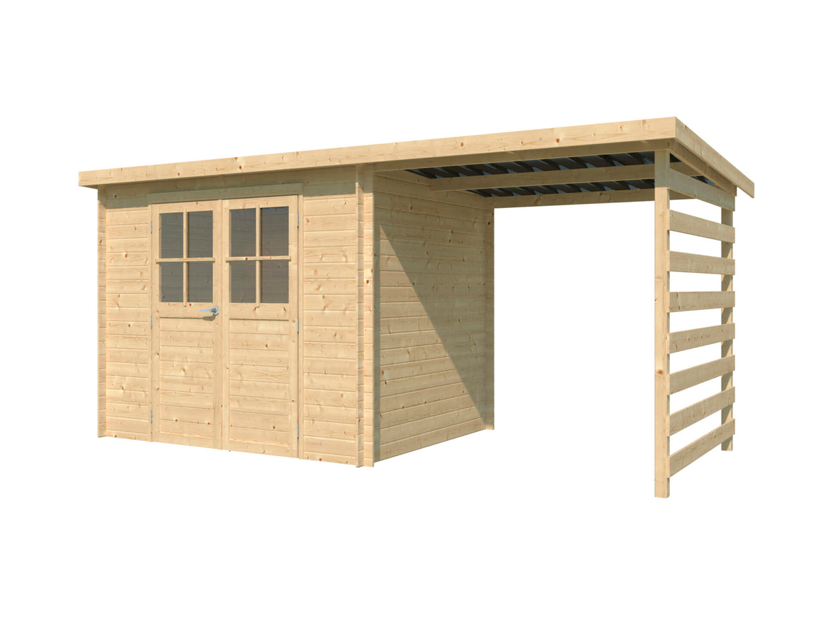 Gardenas Paris II houten tuinhuis 265x205x213 cm + extensie 205cm