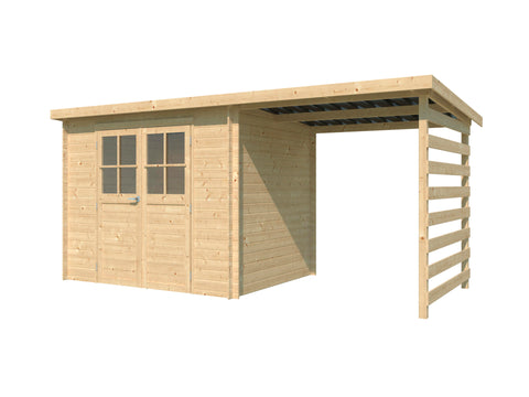 Gardenas Paris II houten tuinhuis 265x205x213 cm + extensie 205cm