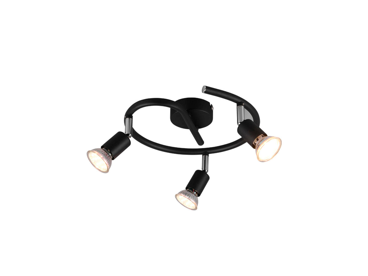 Trio Paris spiraalspot GU10 max. 3x35 W zwart