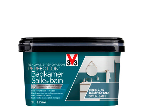 V33 Perfection renovatieverf badkamer zijdeglans 2l diepblauw