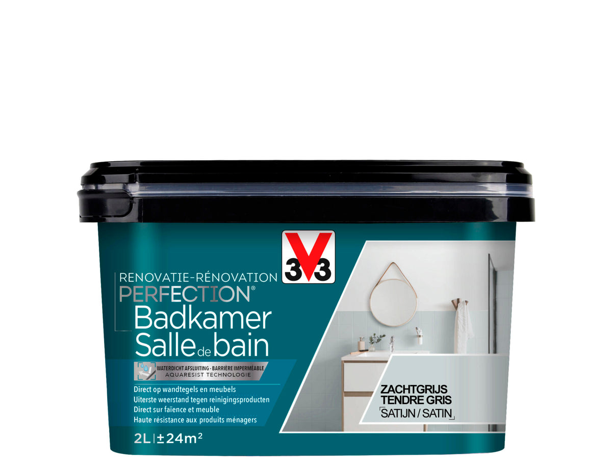 V33 Perfection renovatieverf badkamer zijdeglans 2l zachtgrijs