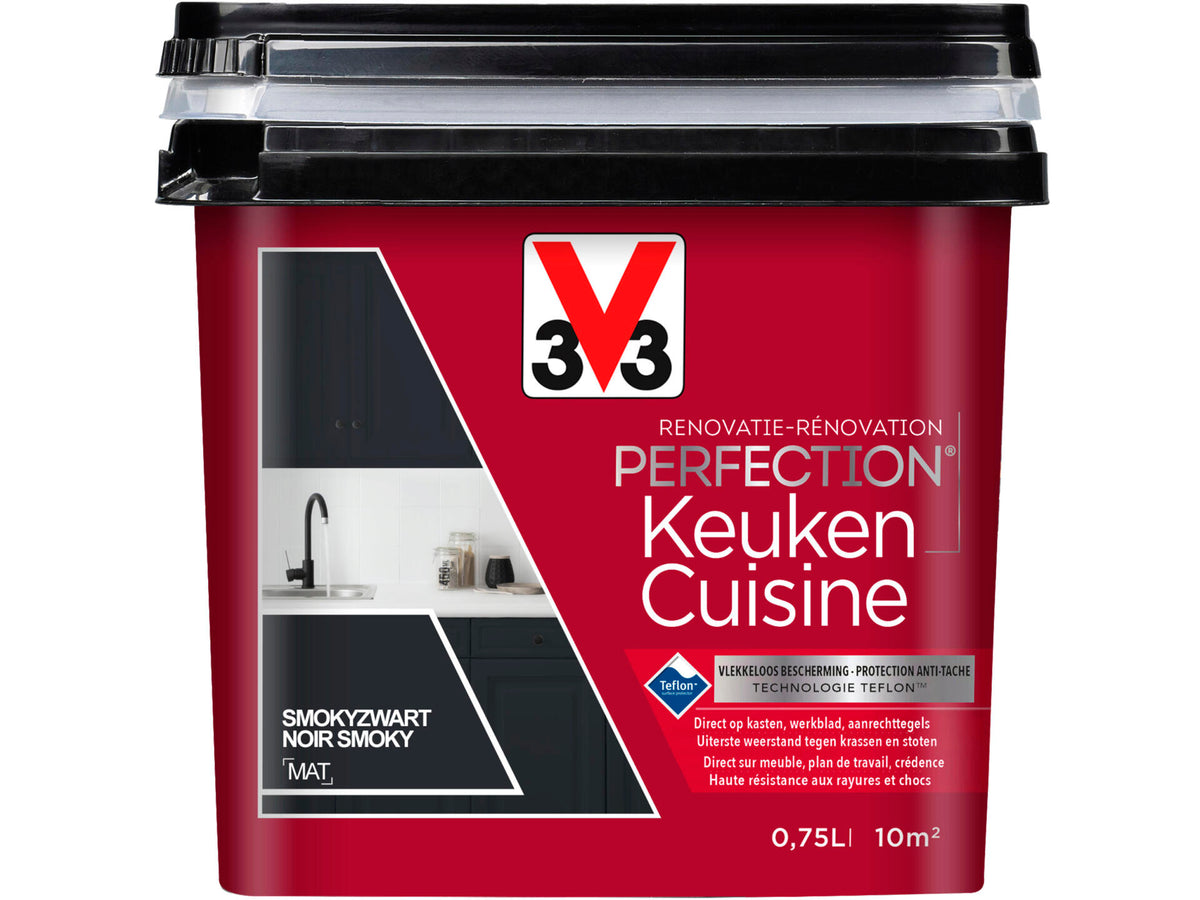 V33 Perfection renovatieverf keuken mat 0,75l smokyzwart