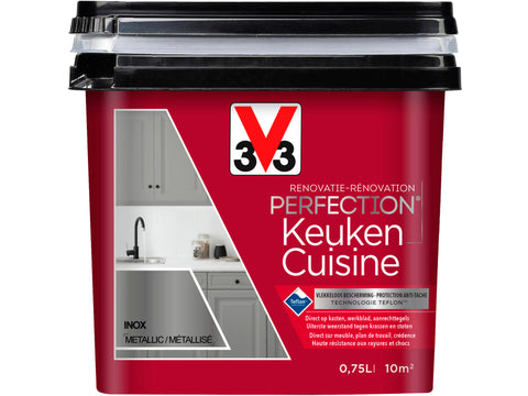 V33 Perfection renovatieverf keuken metallic 0,75l inox