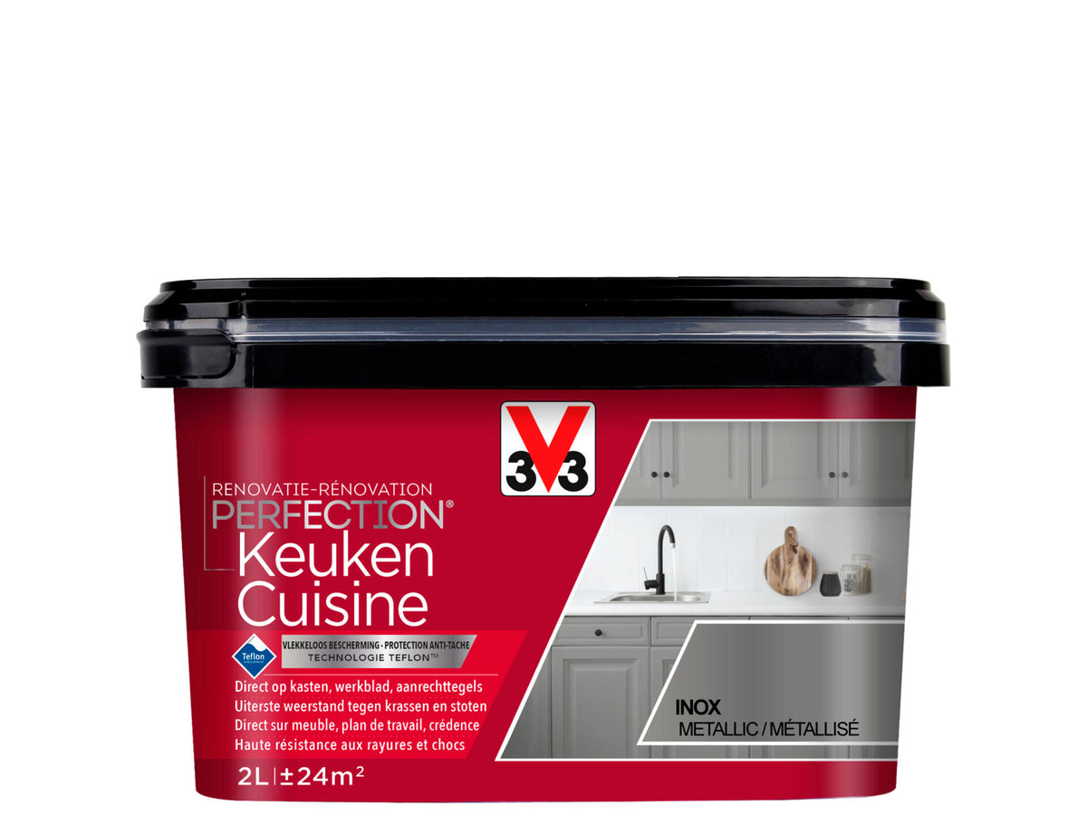 V33 Perfection renovatieverf keuken metallic 2l inox
