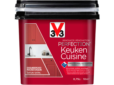 V33 Perfection renovatieverf keuken zijdeglans 0,75l exquiserood