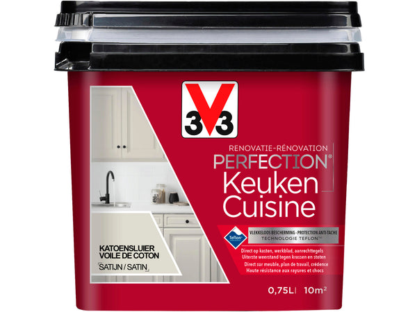 V33 Perfection peinture rénovation cuisine satin 0,75l voile de coton