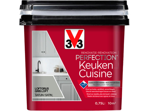 V33 Perfection renovatieverf keuken zijdeglans 0,75l loftgrijs