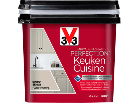 V33 Perfection renovatieverf keuken zijdeglans 0,75l rogge