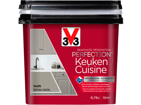 V33 Perfection renovatieverf keuken zijdeglans 0,75l taupe
