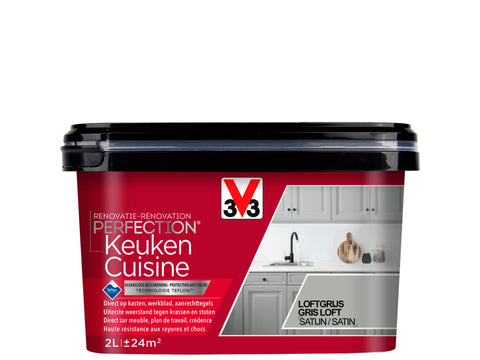 V33 Perfection renovatieverf keuken zijdeglans 2l loftgrijs
