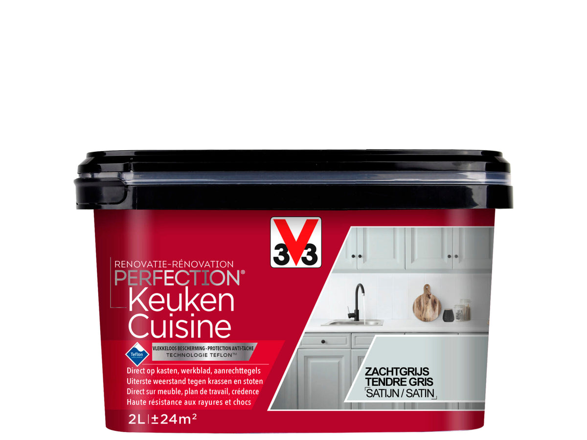 V33 Perfection renovatieverf keuken zijdeglans 2l zachtgrijs