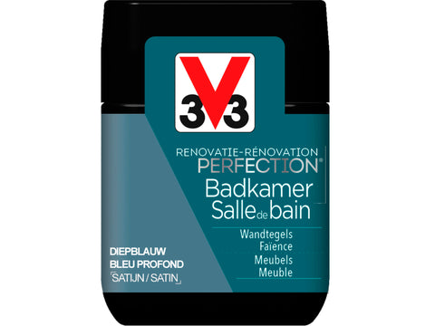 V33 Perfection tester renovatieverf badkamer zijdeglans 75ml diepblauw