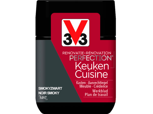 V33 Perfection testeur peinture rénovation cuisine mat 75ml noir smoky