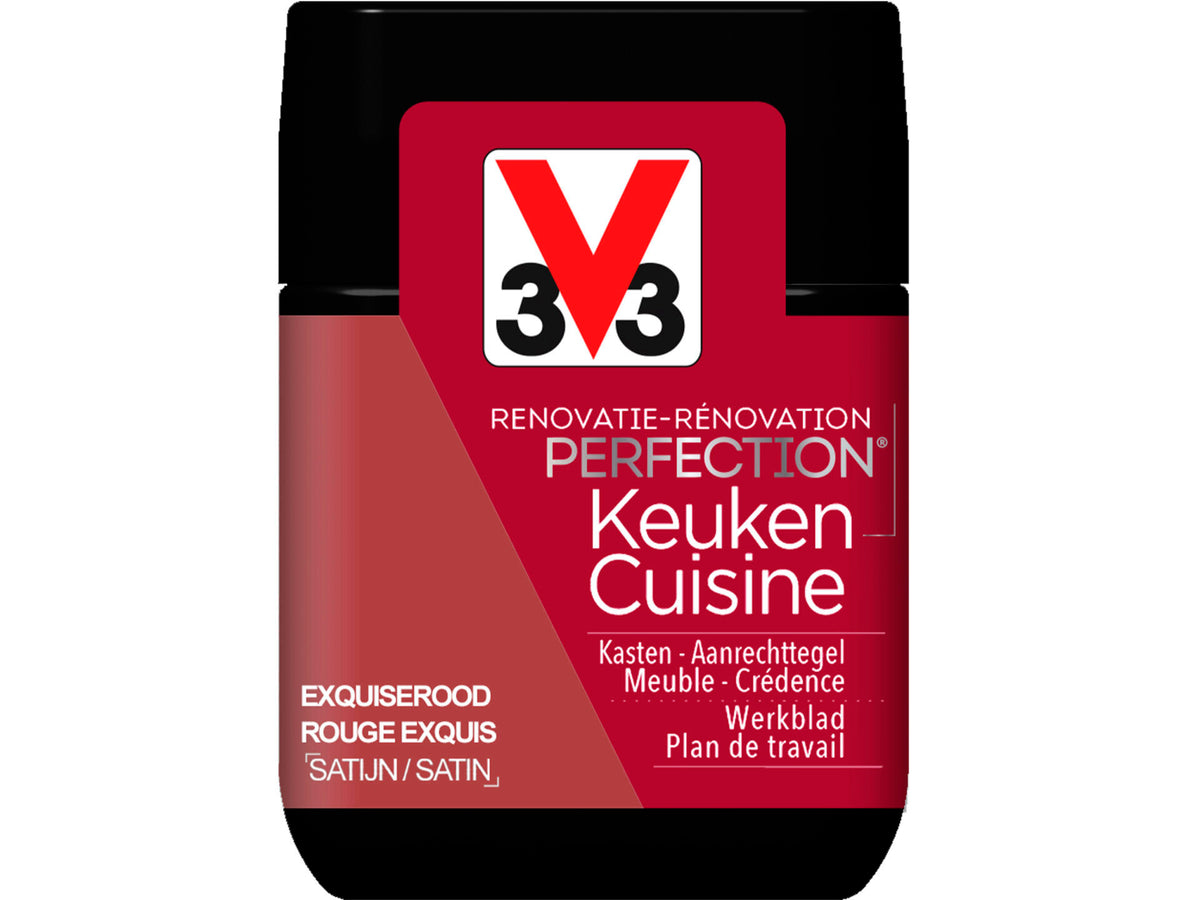 V33 Perfection tester renovatieverf keuken zijdeglans 75ml exquiserood