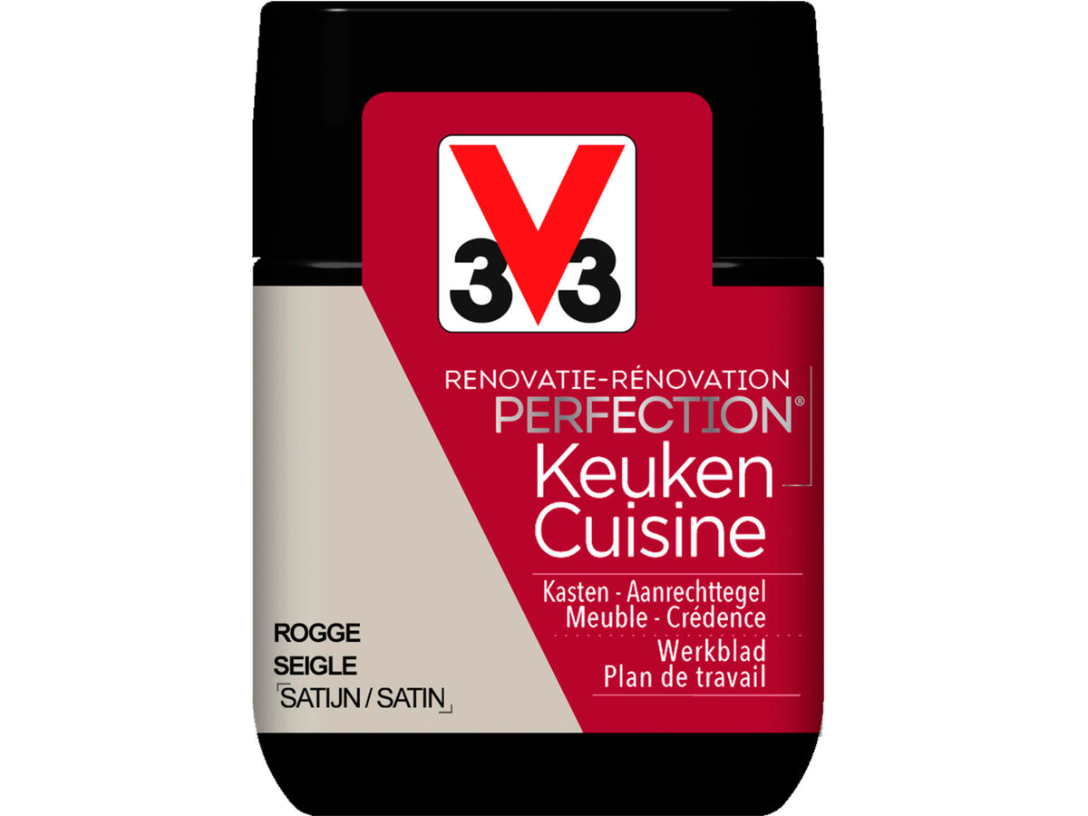 V33 Perfection tester renovatieverf keuken zijdeglans 75ml rogge