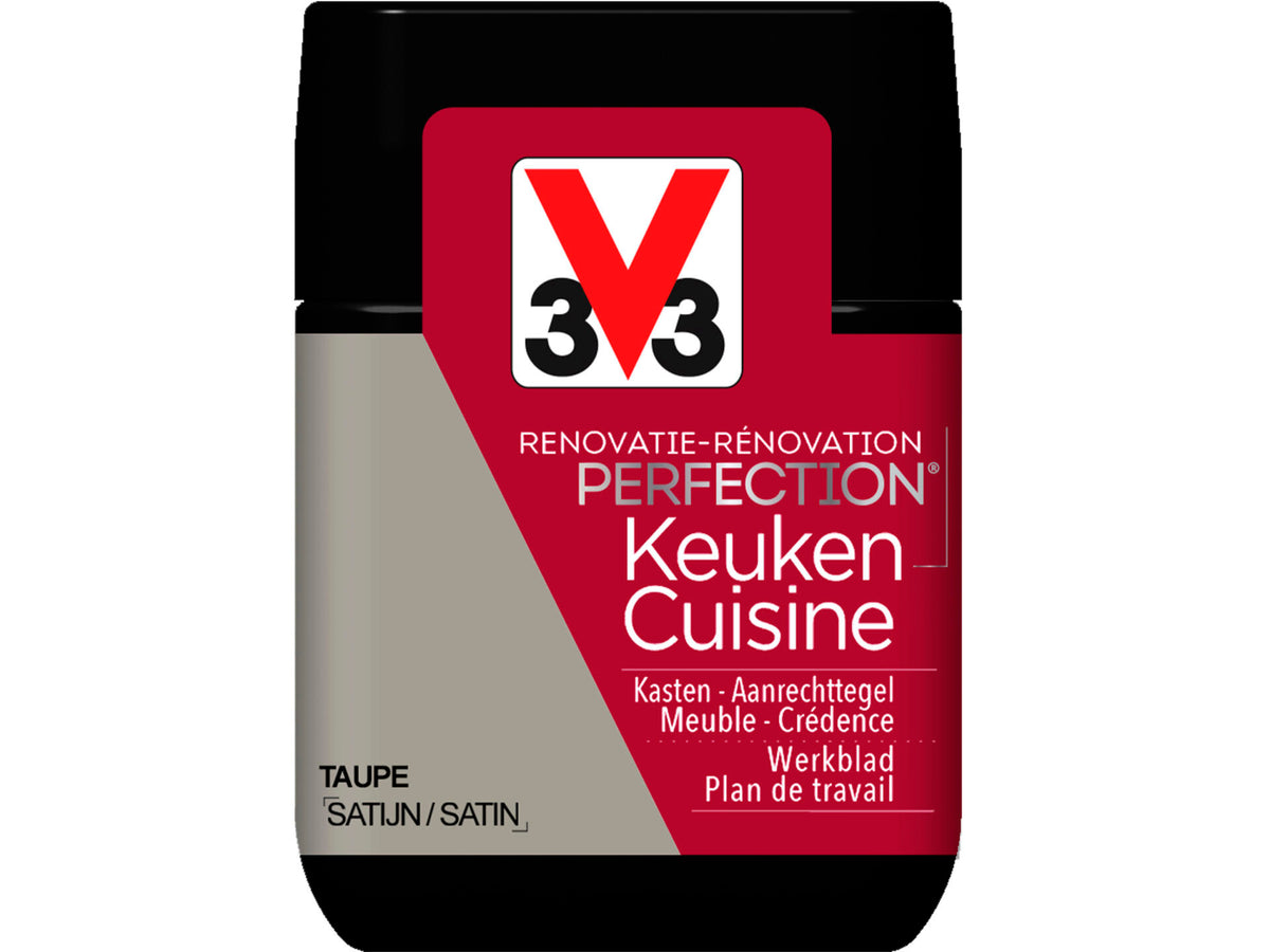 V33 Perfection tester renovatieverf keuken zijdeglans 75ml taupe