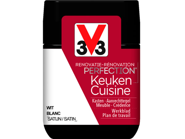 V33 Perfection tester renovatieverf keuken zijdeglans 75ml wit