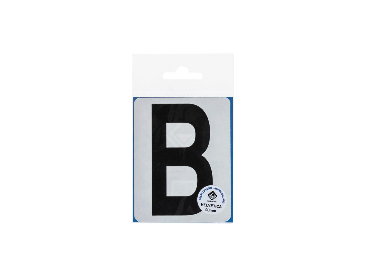 Plakletter B 90mm zwart mat
