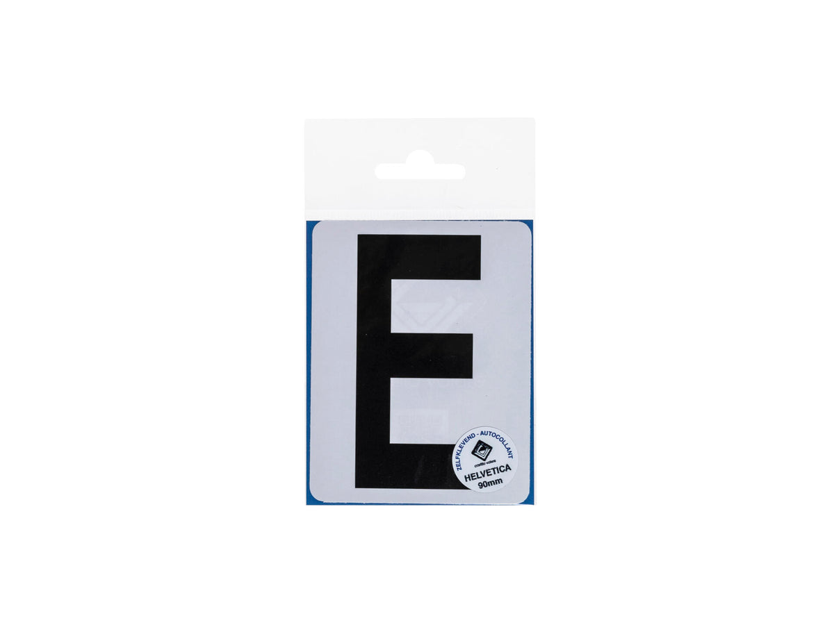 Plakletter E 90mm zwart mat