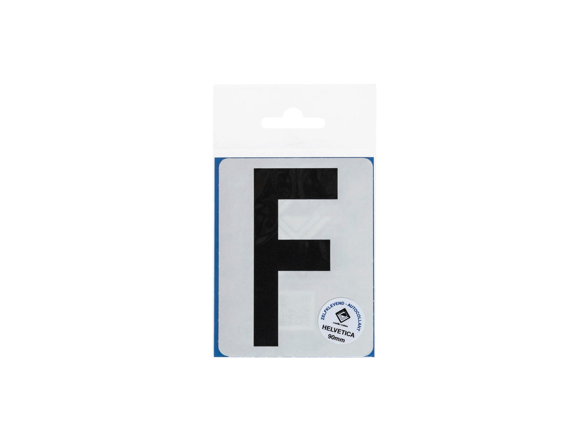 Plakletter F 90mm zwart mat