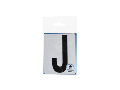 Plakletter J 90mm zwart mat