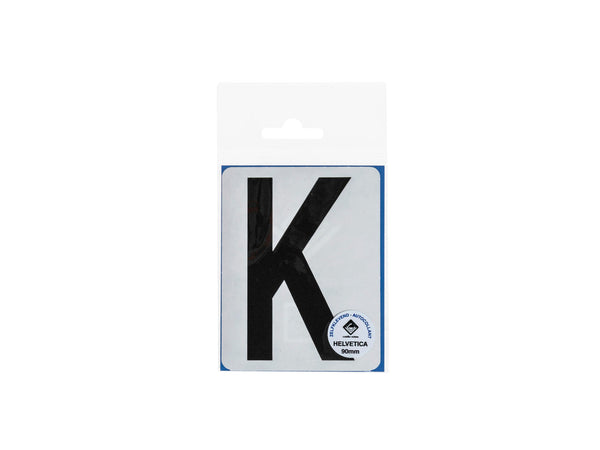 Plakletter K 90mm zwart mat