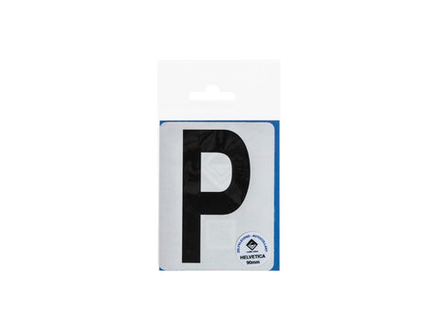 Plakletter P 90mm zwart mat