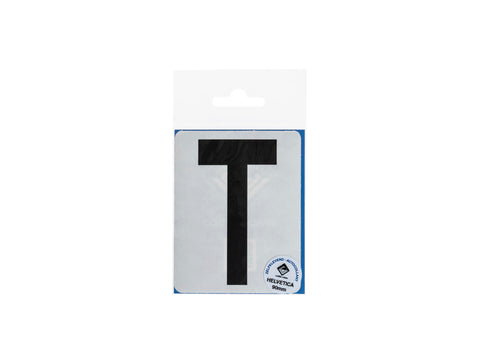 Plakletter T 90mm zwart mat