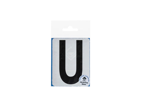 Plakletter U 90mm zwart mat